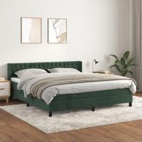 Boxspring met matras fluweel donkergroen 160x200 cm - thumbnail