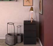 Nachtkastje Naia - 1 lade - mat zwart - Leen Bakker - thumbnail