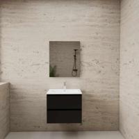 ACTIE BWS Badmeubel | Paris | Mat Zwart 60 cm | Hoogglans Wit Wastafel | 1 Kraangat - thumbnail