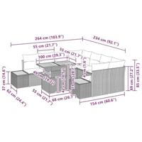 9-delige tuinsofa set met kussens in beige poly rattan - thumbnail