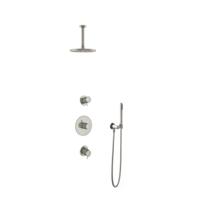 Hotbath Get Together doucheset met 2 stopkranen met 15 cm plafondbuis, 20 cm hoofddouche, geborsteld nikkel - thumbnail