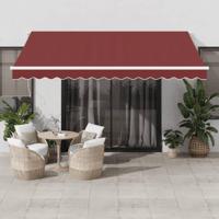 Luifel handmatig uittrekbaar met LED 400x300 cm bordeauxrood - thumbnail