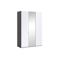 Goossens Kledingkast Easy Storage Ddk, Kledingkast 153 cm breed, 220 cm hoog, 2x glas draaideur en 1x spiegel draaideur midden - thumbnail