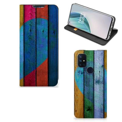 OnePlus Nord N10 5G Book | Wallet Case | Wood Heart - Cadeau voor je Vriend OnePlus Nord N10 5G Book | Wallet Case | Wood Heart - Cadeau voor je Vriend