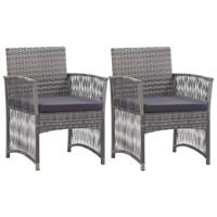 VidaXL Tuinstoelen met kussens 2 st poly rattan antraciet - thumbnail