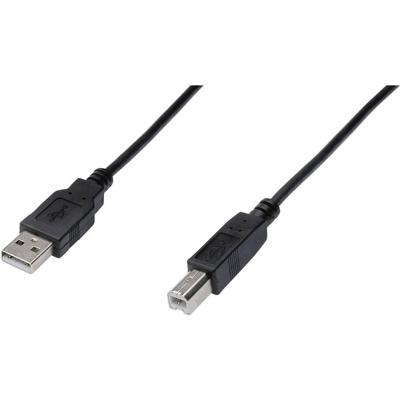 Digitus AK-300102-018-S USB-kabel USB 2.0 USB-A stekker, USB-B stekker 1.80 m Zwart