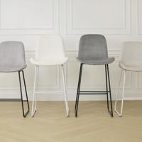 Nolon Nino-Fé Barkruk Grijs - Velvet - Zwart Onderstel - 75 cm - thumbnail