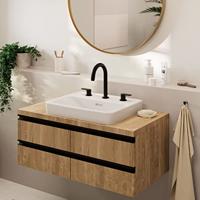 Hansgrohe Wastafelmengkraan 3-gats Vernis Blend Met Trekwaste Mat Zwart - thumbnail