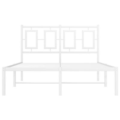 Bedframe met hoofdbord metaal wit 120x190 cm