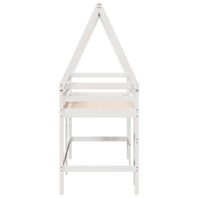 Halfhoogslaper met ladder en bedhuis grenenhout wit 90x200 cm