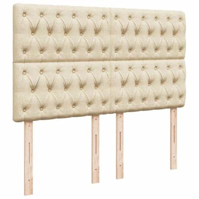 Boxspring met matras stof crèmekleurig 140x200 cm