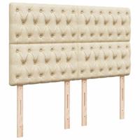 Boxspring met matras stof crèmekleurig 140x200 cm - thumbnail