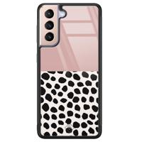 Samsung Galaxy S21 glazen hardcase - Pink dots - thumbnail