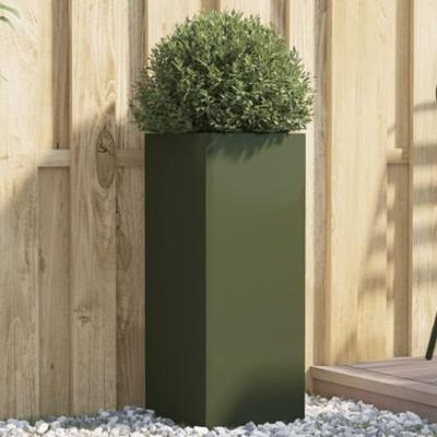 VidaXL Plantenbak 32x29x75 cm staal olijfgroen