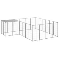 Hondenkennel 8,47 m² staal zilverkleurig - thumbnail