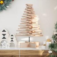 Kerstdecoratie kerstboom 80 cm massief grenenhout - thumbnail