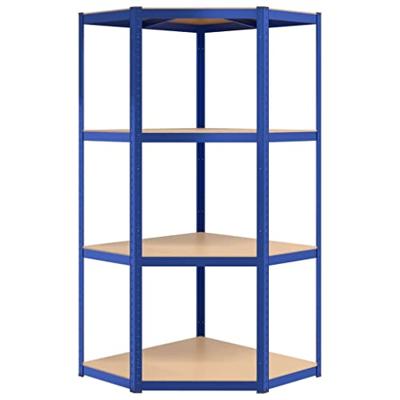 Hoekrek 4-laags staal en bewerkt hout blauw - thumbnail