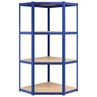Hoekrek 4-laags staal en bewerkt hout blauw - thumbnail