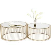 Kare Design Wire Salontafel - Set Van 2 - Messing Met Glas - thumbnail