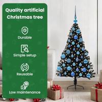 VidaXL Kunstmatig voorverlicht kerstboom met 150 led zwart 120 cm pvc - thumbnail