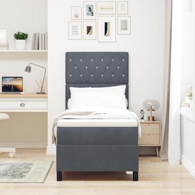 Boxspring bed met matras Donkergrijs 80 x 200 cm Fluweel