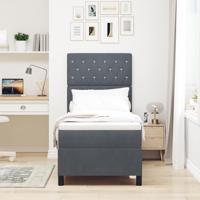 Boxspring bed met matras Donkergrijs 80 x 200 cm Fluweel - thumbnail