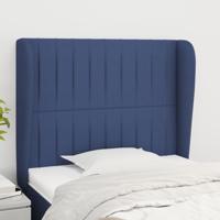 Hoofdbord met randen 163x23x118/128 cm stof blauw - thumbnail