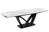 Uitschuifbare eettafel PAPILLON 180-260cm wit keramiek marmer zwart metaal - 45177 - thumbnail
