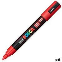 Paintmarker Uni POSCA PC5M medium rood | 6 stuks - thumbnail