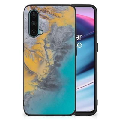 OnePlus Nord CE 5G Marmeren Print Telefoonhoesje Marble Blue Gold