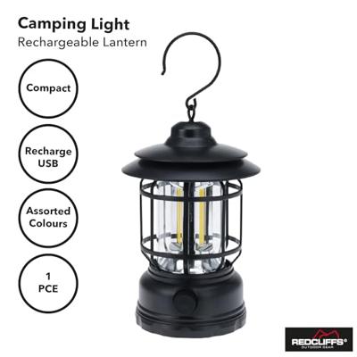 Redcliffs Campinglamp USB Oplaadbaar Zwart