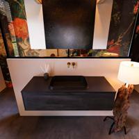 Badkamermeubelset Mondiaz Erin 120 cm met 1 Lade met RIDGE Wastafel Midden Urban Zonder Kraangaten Greeploos Mat Dark Brown - thumbnail