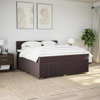Boxspring met matras stof donkerbruin 200x200 cm - thumbnail