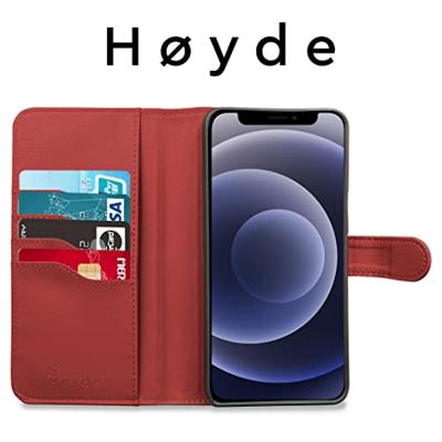 Høyde - Vegan lederen bookcase hoes - 100% Biologisch Afbreekbaar - iPhone 12 Mini - Rood