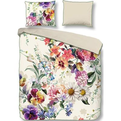 Descanso Dekbedovertrek "bloemen" - Ecru - (240x200/220 cm) - Biologisch Katoen satijn