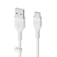 Belkin BoostCharge Flex siliconen USB Type C/A-kabel, USB-IF-gecertificeerde USB-C-laadkabel voor iPhone 16, iPhone 15 Plus/Pro/Pro Max, Samsung Galaxy S24, Pixel, iPad, Nintendo Switch, 2 m, wit - thumbnail