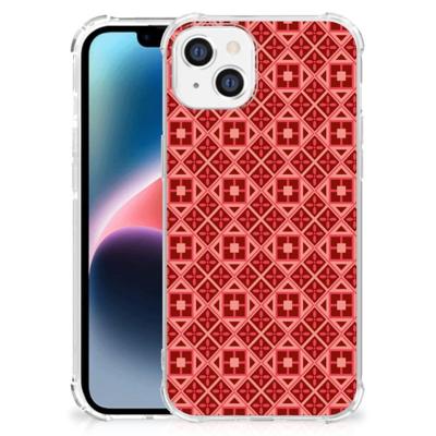 Apple iPhone 14 Plus Doorzichtige Silicone Hoesje Batik Rood Apple iPhone 14 Plus Doorzichtige Silicone Hoesje Batik Rood