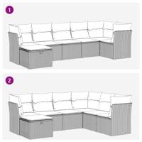7-delige Loungeset met kussens poly rattan bruin - thumbnail