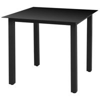Tuintafel 80x80x74 cm aluminium en glas zwart - thumbnail