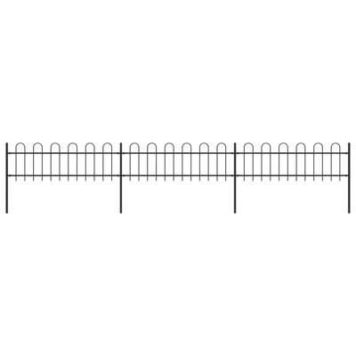 Tuinhek met ringtop staal 537x60 cm zwart