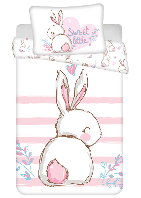 Dekbedovertrek Konijn wit/roze - 100 x 135 cm - Katoen Dekbedovertrek Konijn wit/roze - 100 x 135 cm - Katoen