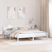 Bedframe met hoofdeinde Wit 200 x 200 cm Massief grenenhout - thumbnail