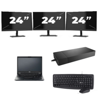 Fujitsu LIFEBOOK E5410 - Intel Core i3-10e Generatie - 14 inch - 8GB RAM - 256GB SSD - Windows 11 Home + 3x 24 inch Monitor - thumbnail