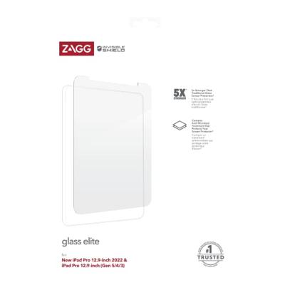 ZAGG InvisibleShield Glass Elite schermbeschermer compatibel met iPad Pro 12.9 (2022, Gen5/4/3), schokbestendig, vlekbestendig, krasbestendig, extreme impact (transparant)