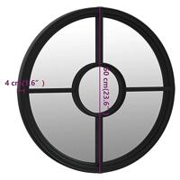 VidaXL Spiegel rond 60x4 cm ijzer zwart - thumbnail