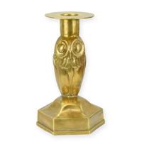 Bronzen art deco kandelaar van een uil - thumbnail