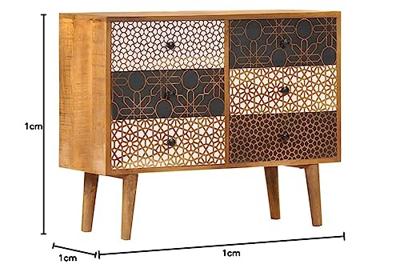 Dressoir met geprint patroon 90x30x70 cm massief mangohout
