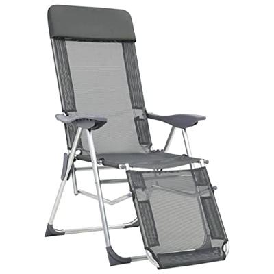 Campingstoelen met voetensteun 2 st inklapbaar textileen grijs - thumbnail