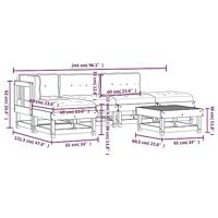 6-delige Loungeset met kussens massief douglashout - thumbnail