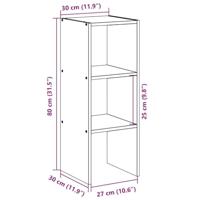 Boekenkast stapelbaar 30x30x80 cm bewerkt hout zwart eikenkleur - thumbnail